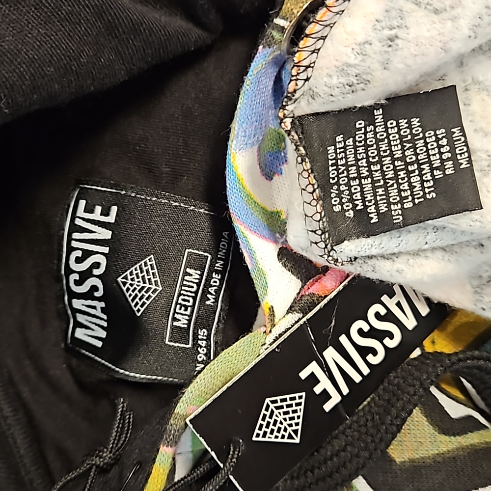 MASSIVE Y2K Abstract graffiti print hoodie kangaroo pocket NWT UNISEX vibrant - Picture 4 of 8